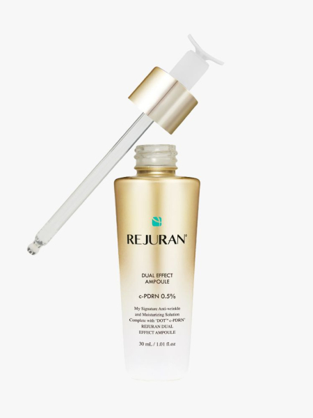 Rejuran Dual Effect Ampoule in branded component on a light gray background
